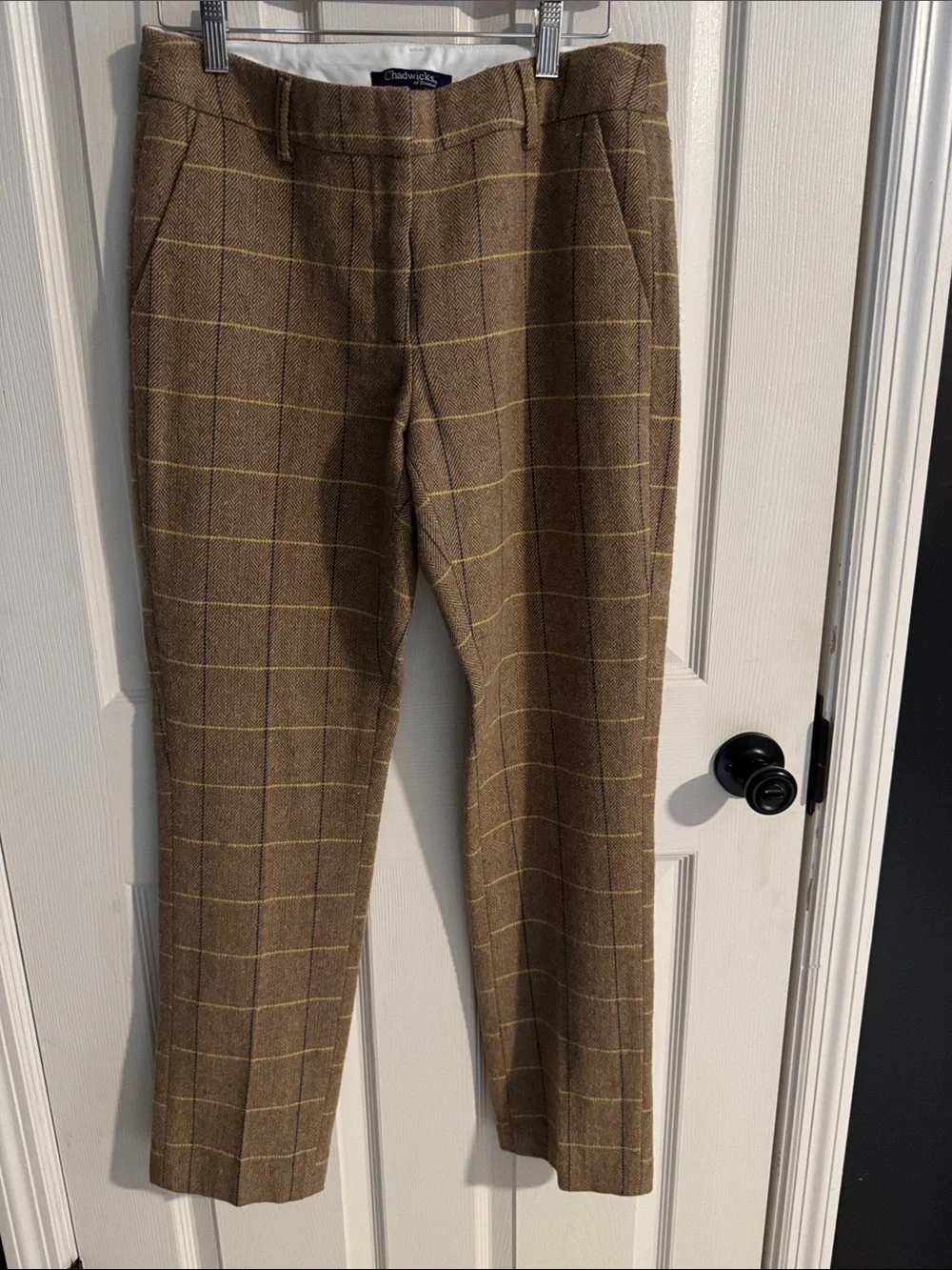 Chadwick Brown Windowpane Wool-Blend Lined Women’s Pants